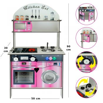 Okutan Hobi Montessori Uv Baskılı Şık Ahşap Çocuk Mutfak Seti - 90 Cm