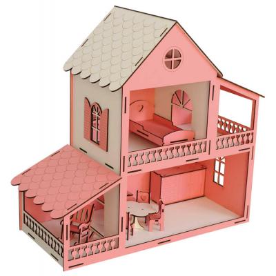 EV12 Pembe Barbie Ev 45 cm Eşyalı Demonte