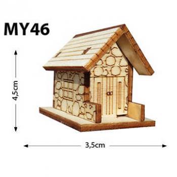 My46 Minyatür Taş Ev Ahşap Obje